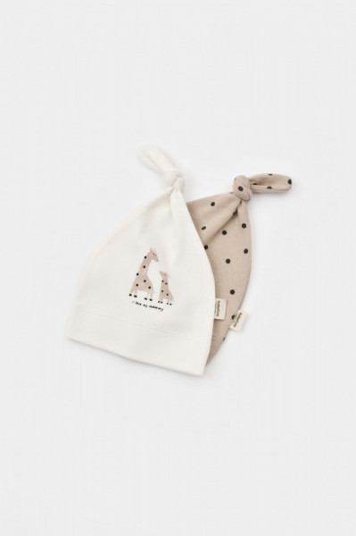 Set 2 caciulite Girafa, BabyCosy, Ecru/Mink - Img 3