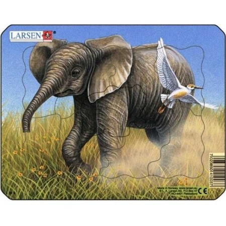 Set 4 Puzzle-uri Animale: Leu, Elefant, Maimuta, Zebra, 9 piese Larsen LRM9-NO - Img 3