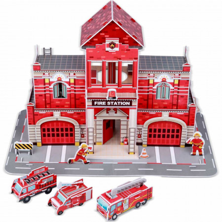 Set constructie puzzle 3D - Statie de pompieri Fiesta Crafts FCT-3047 - Img 3