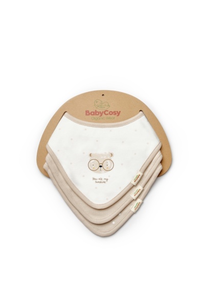 Set de 3 bavete pentru nou nascut, 100% bumbac organic, TeddyBear, BabyCosy - Img 2