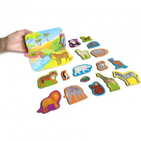 Set magnetic Animale de la Zoo cu Plansa magnetica inclusa, 19 piese Roter Kafer RK2090-02 - Img 3