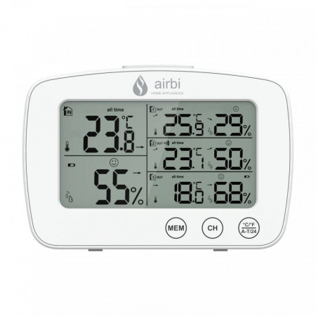 Set Termometru si higrometru digital cu 3 transmitatoare wireless externe Airbi TRIO BI1030 - Img 3