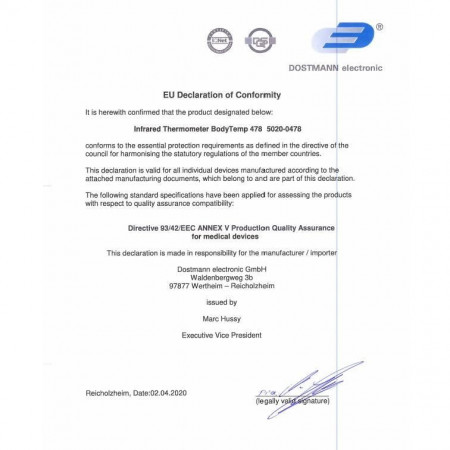 Termometru medical profesional pentru frunte fara contact in infrarosu BodyTemp 478 - Img 4