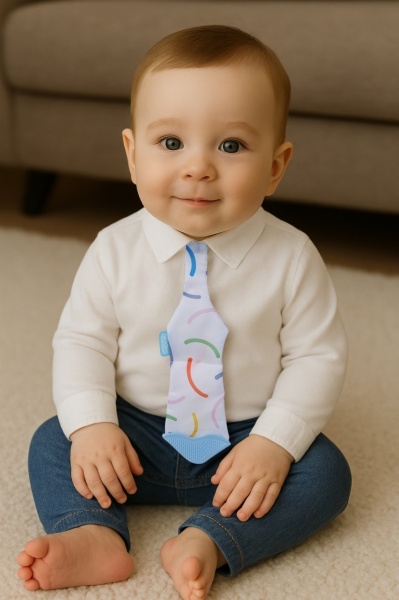 Cravata bebelusi cu accesoriu de dentitie BabyJem, bleu - Img 3