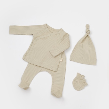 Cutie 4 piese pentru nou nascut - 100% bumbac organic - Verde pal, BabyCosy - Img 7