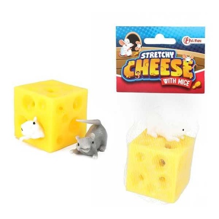 Jucarie antistres Cascaval cu 2 soriceii elastici, 5 cm Toi-Toys TT35098A - Img 4