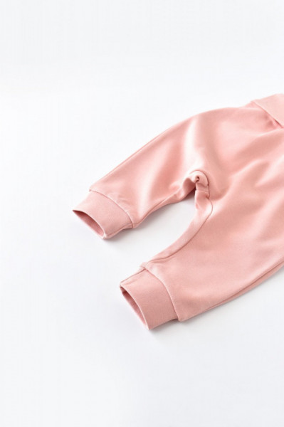 Pantaloni Bebe Unisex din bumbac organic Roz pudra (Marime: 6-9 luni) - Img 5