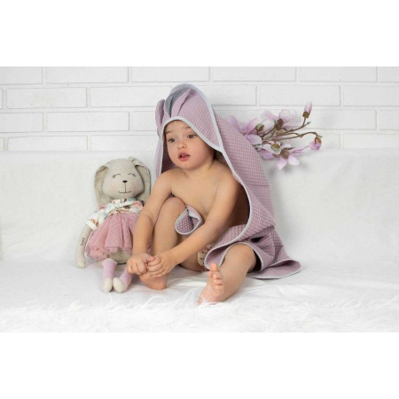 Prosop de baie cu gluga Waffle Bunny 80x80 cm Infantilo IF2511 - Img 7