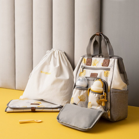 Rucsac multifunctional mamici Astrid, Skiddou, Vanilla delight, Galben - Img 2