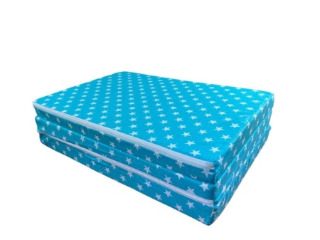 Saltea Pliabila Spuma Poliuretanica 120x60x5 cm - Blue with White Stars - Img 2
