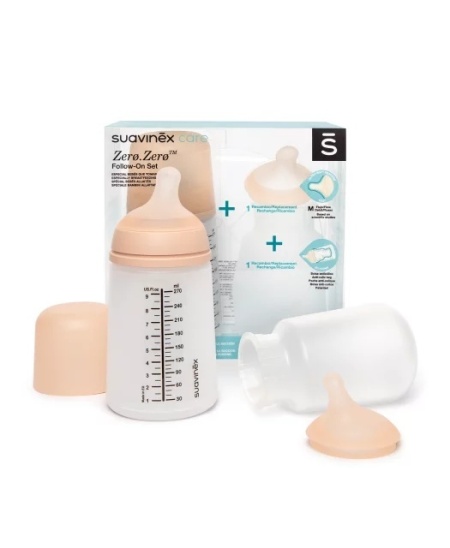 Set biberon anticolici 270 ml + tetina cu debit mediu + saculet silicon Zero Zero Suavinex - Img 2