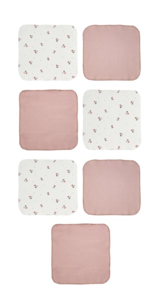 Set de 7 batistute din bumbac pentru bebelusi, BabyCosy, 25cmX25cm, roz - Img 2