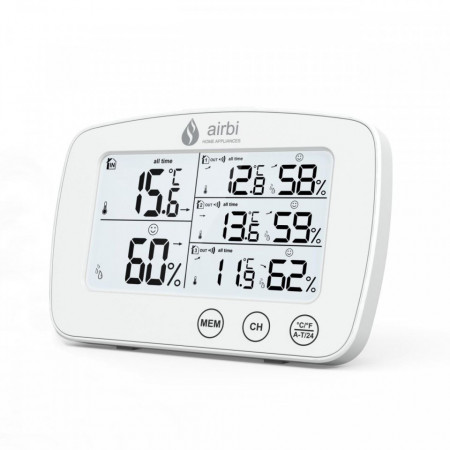 Set Termometru si higrometru digital cu 3 transmitatoare wireless externe Airbi TRIO BI1030 - Img 4