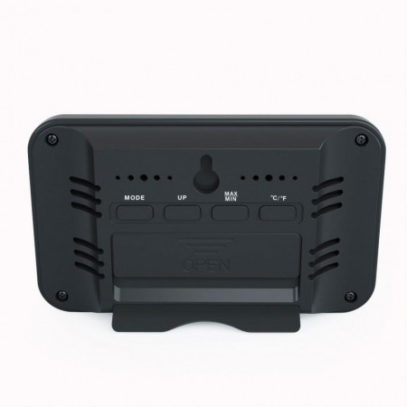Termometru si higrometru digital de camera, ceas cu alarma, memorie, suport expandabil, negru, AirBi LINE BI1052 - Img 2