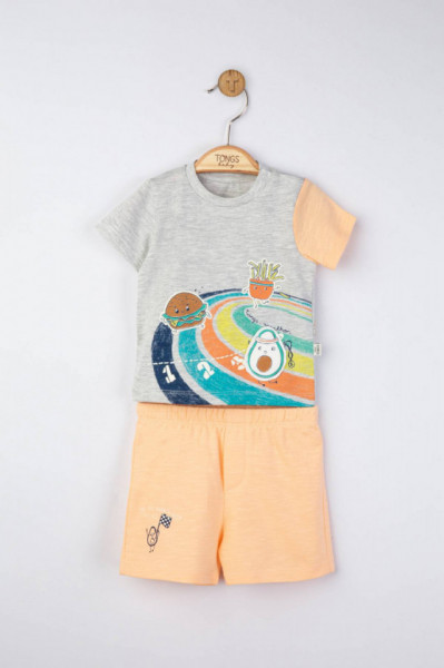 Compleu 2 piese Maraton pentru baietei, Tongs baby (Culoare: Somon, Marime: 9-12 luni) - Img 3