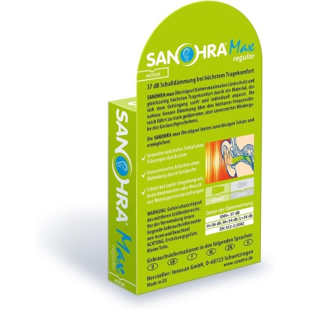 Dopuri de urechi pentru adulti, pentru protectia auzului impotriva zgomotului, SNR 37dB, 12 bucati, spuma, verde, SANOHRA Max - Img 4