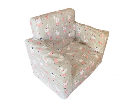 Fotoliu din burete pentru copii MyKids Dancing Bunny Gray - Img 3