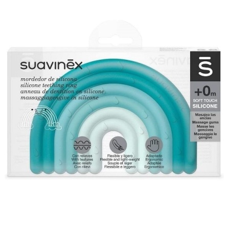 Inel de dentitie din silicon Curcubeu, albastru, Suavinex - Img 2