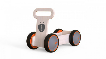 Jucarie din lemn 3 in 1 Ursulet DriveMe Soft: masinuta ride-on, premergator si carucior de jucarii MamaToyz - Img 3