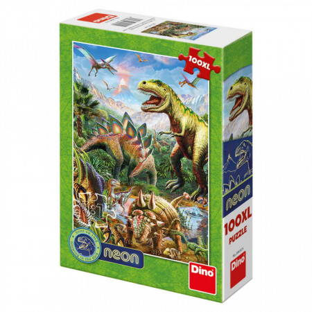 Puzzle XL - Lumea dinozaurilor neon (100 piese) - Img 2