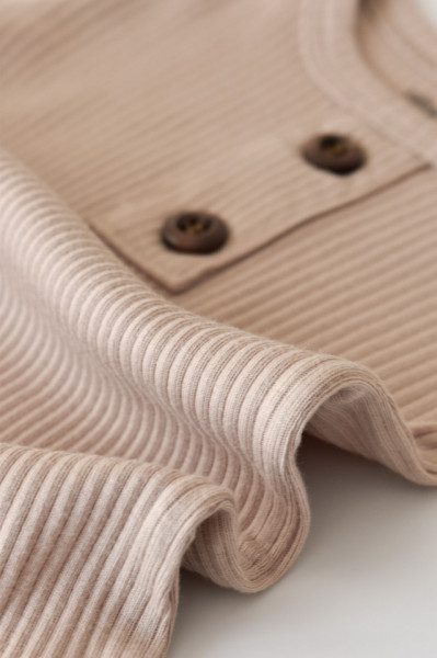 Salopeta cu maneca lunga si panataloni lungi din bumbac organic si modal - Blush (Marime: 0-3 Luni) - Img 4