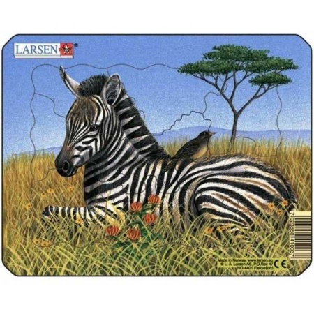 Set 4 Puzzle-uri Animale: Leu, Elefant, Maimuta, Zebra, 9 piese Larsen LRM9-NO - Img 5