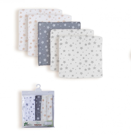 Set 5 prosopele, bumbac organic 100%, 24x24 cm, BabyCosy - Img 2