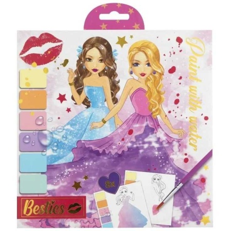 Set de pictat cu apa Besties - Bloc de colorat cu acuarele si planse creative Grafix GR140015 - Img 2