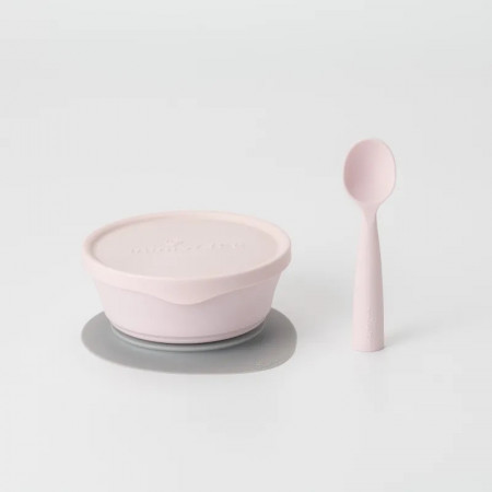 Set diversificare hrana bebelusi Miniware First Bites Deluxe, 100% din materiale naturale biodegradabile, 4 piese, Cotton candy - Img 7