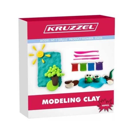 Set plastilina spuma modelabila 48 buc cu 3 spatule incluse Kruzzel MY18256 - Img 2