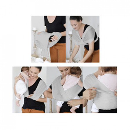 Sistem de purtare wrap elastic pentru bebelusi BabyJem (Culoare: Gri) - Img 2