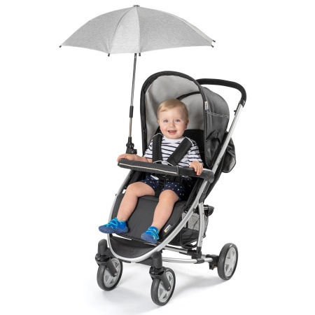 Umbrela parasolar carucior copii, protectie UV 80+, forma patrata 80 cm, reglabila 180°, prindere universala anti-alunecare, gri melange, Reer ShineSafe 84271 - Img 5