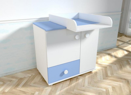 Comoda cu blat de infasat MyKids Lucky Alb-Albastru 0121PE - Img 3