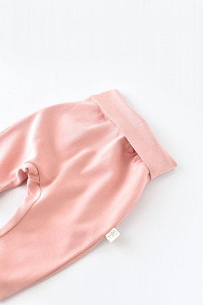 Pantaloni Bebe Unisex din bumbac organic Roz pudra (Marime: 6-9 luni) - Img 2