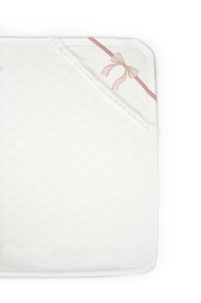 Paturica pentru nou nascut, 100% bumbac organic, Bow, BabyCosy, powder - Img 2