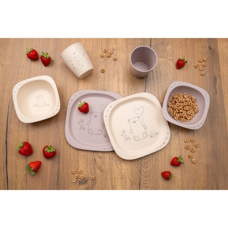 Set 2 castroane nip® Green pentru mancarea copiilor cu motive gravate laser, din materiale naturale regenerabile, fara BPA, fara melamina, lavabile in masina de spalat vase, Made in Germany, 4+ luni, roz, nip 38843 - Img 7