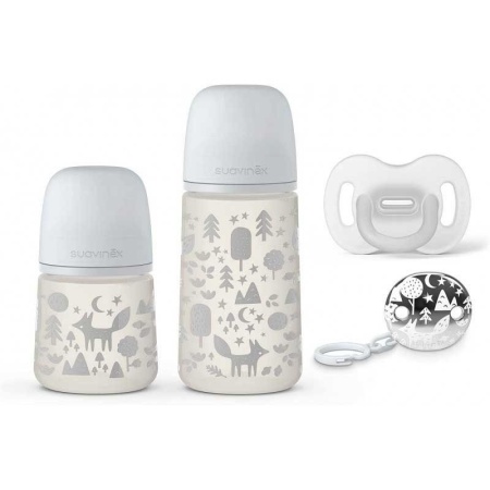 Set Cadou biberon 150 ml + biberon 270 ml + suzeta + lantisor suzeta Fox, Suavinex - Img 3