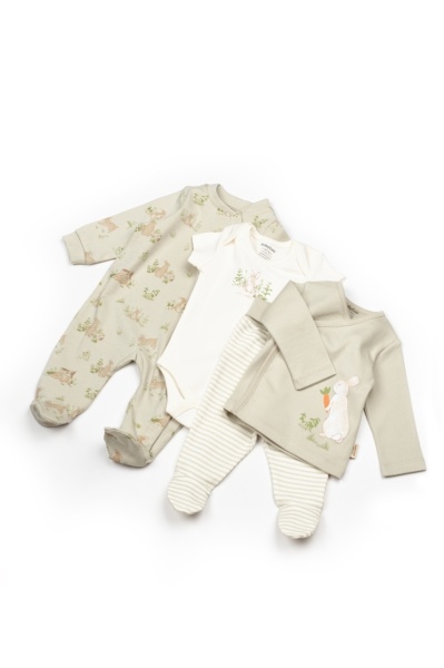 Set de 10 piese pentru nou nascut, 100% bumbac organic, Rabbit, BabyCosy - Img 4