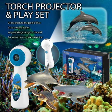 Set proiector tip lanterna &amp; 3 figurine - Animalute marine - Img 2