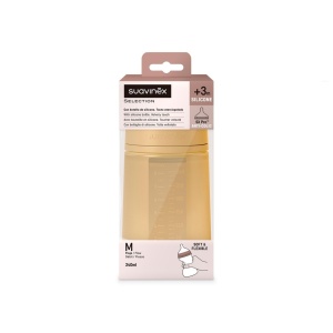 Biberon din silicon, 240ml, Colour Essence SX Pro debit mediu, galben mustar - Img 3