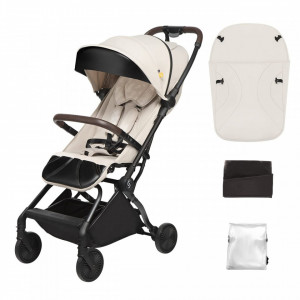Carucior sport pliabil ultracompact pentru calatorii Espoo+, Vanilla Delight, Beige, Skiddou - Editie Limitata