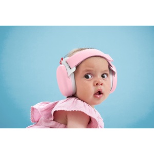 Casti antifonice pentru bebelusi si copii pana la 4 ani, ofera protectie auditiva, SNR 24, roz, ALPINE Muffy Baby Rose Pink ALP29642 - Img 8