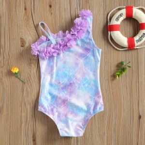 Costum de baie Sirena cu floricele aplicate Drool - Img 4