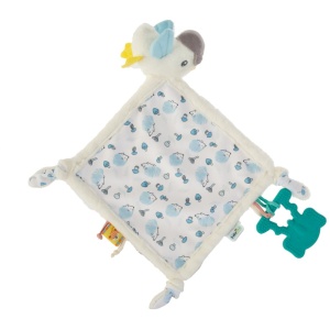 Jucarie dentitie cu paturica pathwork Bird, BabyJem, alb