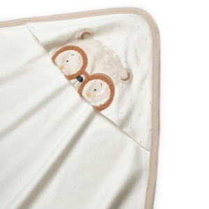 Paturica cu gluga pentru nou nascut, 100% bumbac organic, TeddyBear, BabyCosy - Img 4