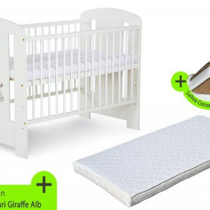 Patut KLUPS Safari Giraffe Alb + Saltea 10 Confort II