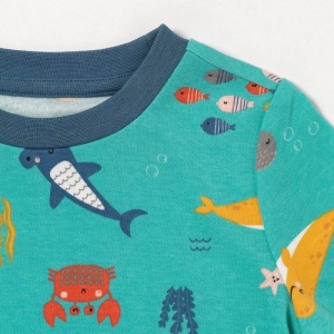 Pijama 100% bumbac organic, Under the Sea, 9-10 ani - Img 4