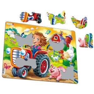 Puzzle Copil la Ferma pe Tractor, 15 Piese Larsen LRBM7 - Img 2