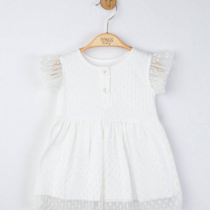 Rochita eleganta cu tulle pentru fetite, Tongs baby (Culoare: Ecru, Marime: 9-12 luni) - Img 2