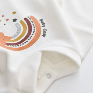 Salopeta Curcubeu cu maneca lunga si botosei din 80%bumbac organic si 20% poliester - Ecru, Baby Cosy (Marime: 6-9 luni) - Img 4